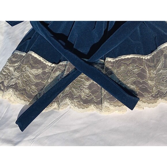 Sz 2T JoLene Girls Vintage 80s Velvet Dress Victorian Style Navy Blue Holiday - Picture 12 of 16